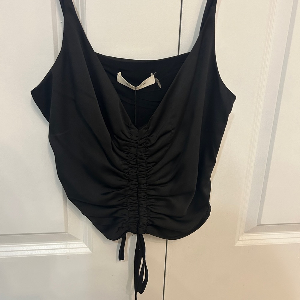 Front Rouched Black Crop Top